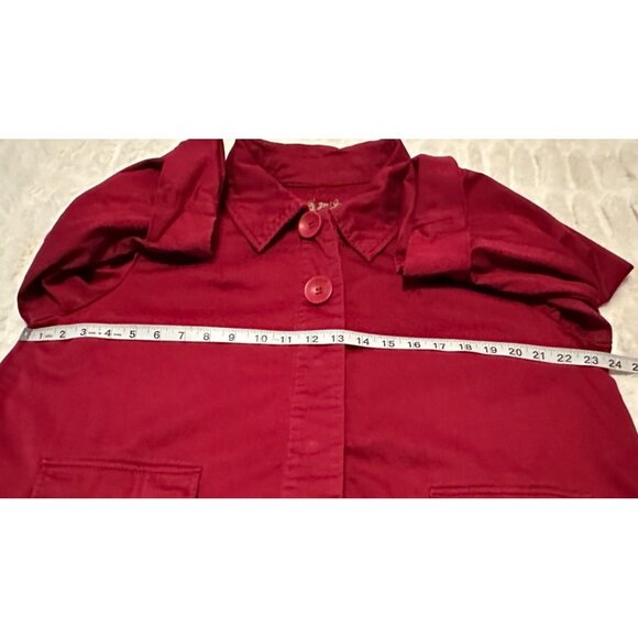 Women's LAL Live A Little Brand Red Collared Jacket Cotton Blend Size PXL - Picture 10 of 16